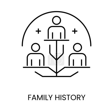 Téléchargez les illustrations : Historique familial, icône de la ligne de l'arbre généalogique dans le vecteur avec trait modifiable. - en licence libre de droit