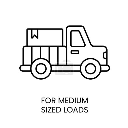 Pickup Truck For delivery of medium sized cargo, vector line icon with editable stroke.
