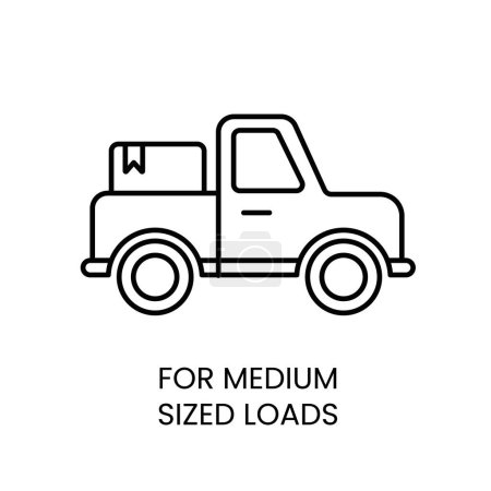 Illustration for Pickup Truck For delivery of medium sized cargo, vector line icon with editable stroke. - Royalty Free Image