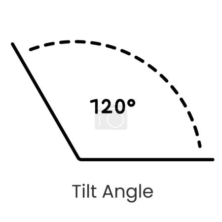 Inclination angle line vector icon with editable stroke.