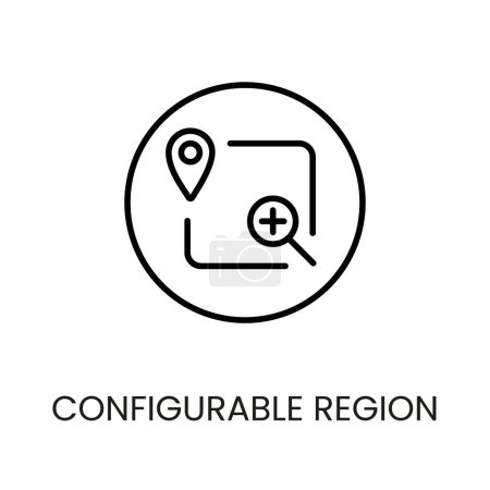 Vecteur d'icône de ligne Région personnalisable avec course modifiable pour le placement sur l'emballage du système de caméra cctv.