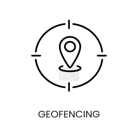 Geofencing line vector icon with editable stroke for placement on cctv camera system packaging.