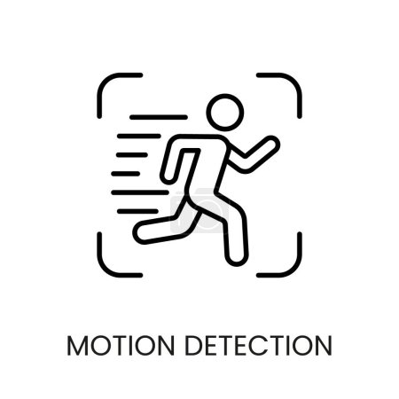 Illustration for Motion detection line vector icon with editable stroke for placement on cctv camera system packaging. - Royalty Free Image
