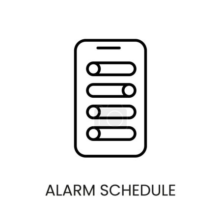 Alarm schedule line vector icon with editable stroke for placement on cctv camera system packaging.