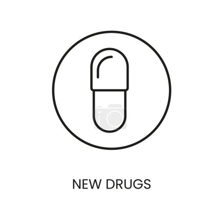 Illustration for New medicines line vector icon with editable stroke. - Royalty Free Image
