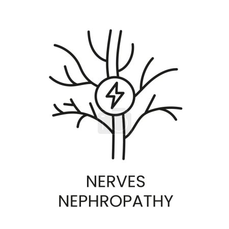 Nerfs, icône de ligne vectorielle de neuropathie avec trait modifiable.