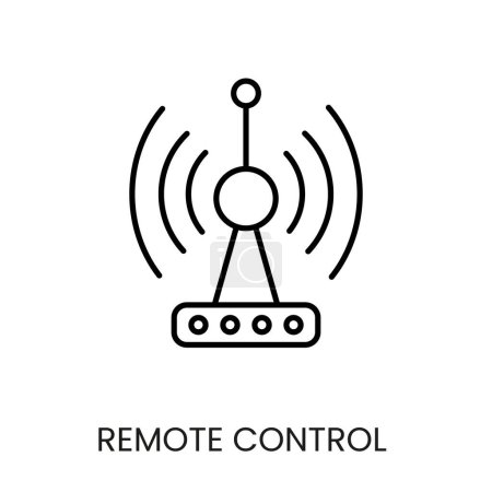 Fernbedienung über Radiowellen, Antenne, die Signale aussendet, Line-Vektor-Symbol für die Verpackung auf cctv-Kamera mit editierbarem Strich.