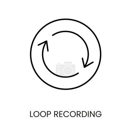 Loop recording line vector icon with editable stroke.