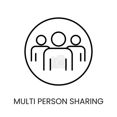 Icono vectorial de línea compartida multipersona con trazo editable.
