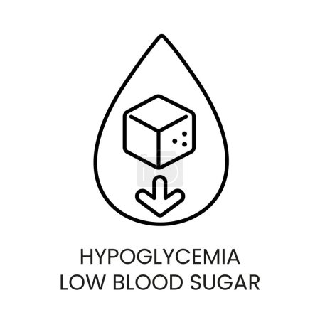 Ilustración de Hipoglucemia Bajo nivel de azúcar en la sangre, síntoma en la línea vectorial de la diabetes icono con accidente cerebrovascular editable. - Imagen libre de derechos