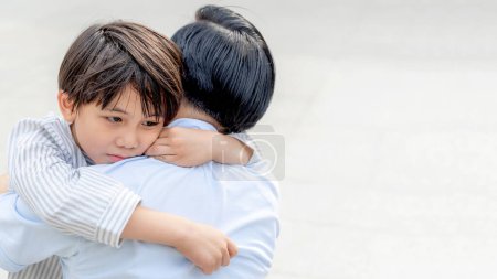 Photo for The son hugged his father fill sadly , single dad and Son happiness asian family concept - Royalty Free Image