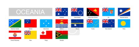 Photo for Flags of Oceania. Flat element design. White isolated background - Royalty Free Image