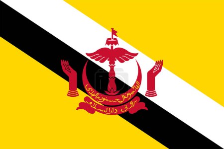 Photo for Flags of Brunei. Flat element design. National Flag. White isolated background - Royalty Free Image