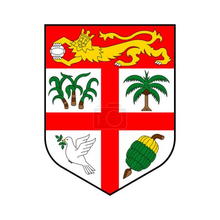 Photo for Coat of arms Fiji. National emblem design. White isolated background - Royalty Free Image