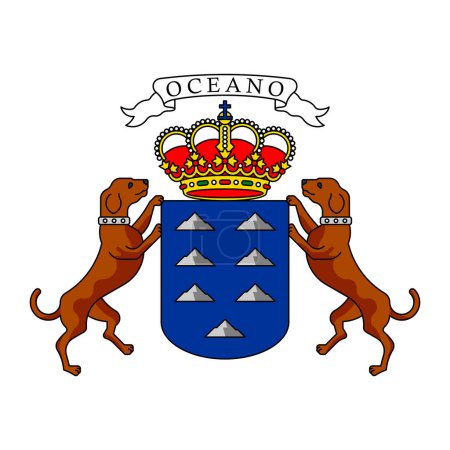 Photo for Coat of arms Canary Islands. National emblem design. White isolated background - Royalty Free Image