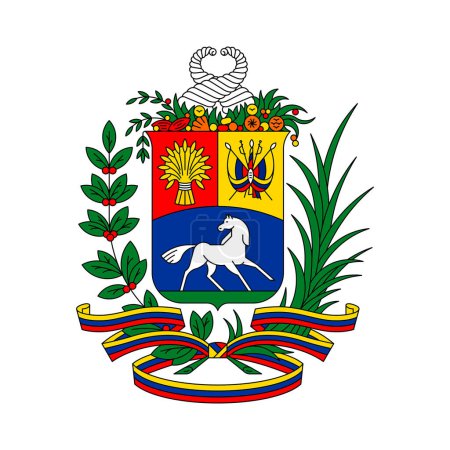 Photo for Coat of arms Venezuela. National emblem design. White isolated background - Royalty Free Image