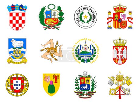 Photo for Coat of arms set. National emblem design. White isolated background - Royalty Free Image