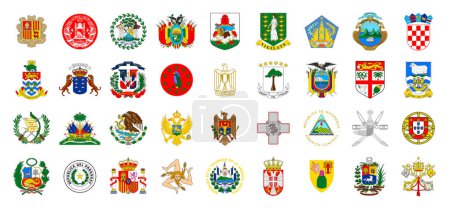 Photo for Coat of arms big set. National emblem design. White isolated background - Royalty Free Image