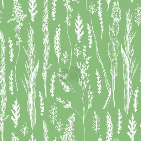 Illustration for Cereal grass field green seamless. Seamless pattern for printing on various surfaces - Royalty Free Image