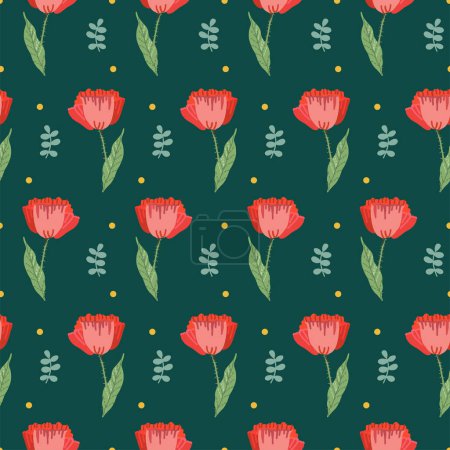 Illustration for Decorative bright summer pattern with flowers.  Seamless pattern for various surfaces. - Royalty Free Image