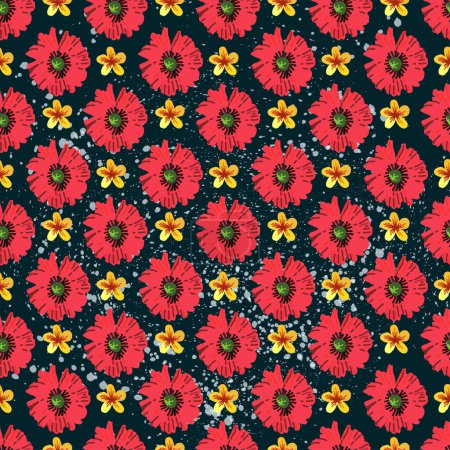Illustration for Simple seamless with poppies.. Seamless pattern for various surfaces. - Royalty Free Image