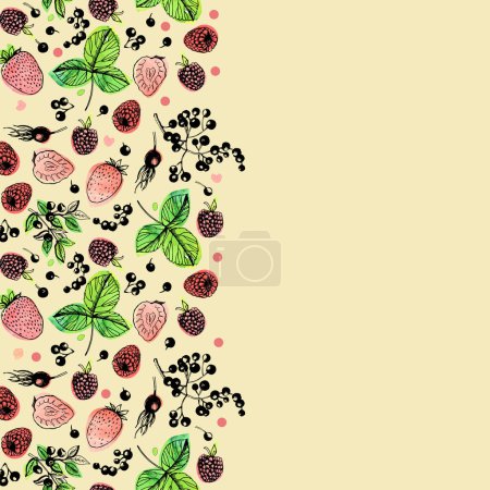 Illustration for Card Plants Fruit Tea. Hand drawn illustration - Royalty Free Image
