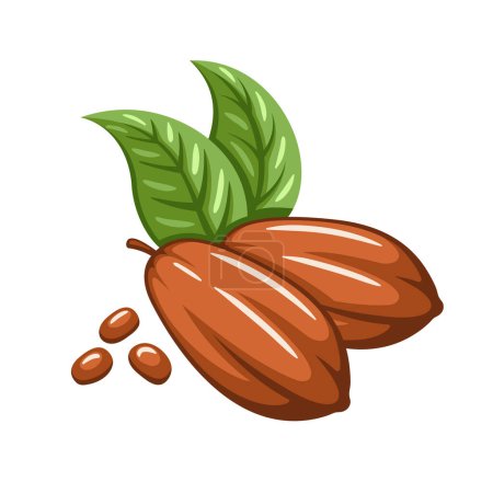 Ilustración de Frijoles de cacao aislados sobre fondo blanco. Plantilla Logo. Judías de cacao. Elementos de diseño. Ilustración vectorial - Imagen libre de derechos
