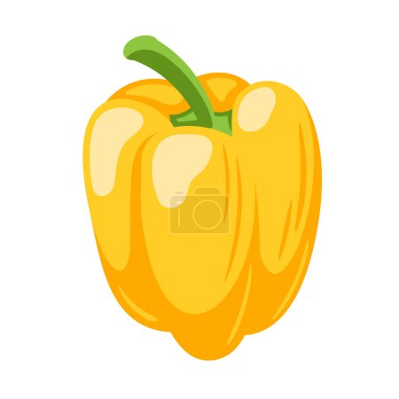 Sweet yellow bell pepper isolated on white background. Bell pepper in Cartoon style. Vector illustration