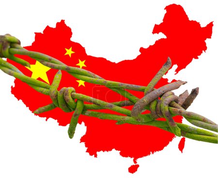 Téléchargez les photos : Carte de la Chine illustrant le verrouillage chinois de Covid 19 - en image libre de droit