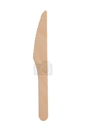 Photo for Disposable Wooden knife made of Bamboo isolated on a white background - Royalty Free Image
