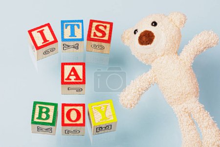 Foto de A Baby Shower invitation for a baby boy - Imagen libre de derechos