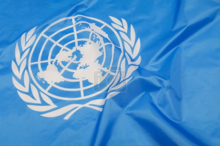 Téléchargez les photos : Close up of the emblem on the United Nations flag - en image libre de droit