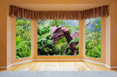 Photo for An idea of what we would live like if dinosaurs lived with us in a modern world - Royalty Free Image
