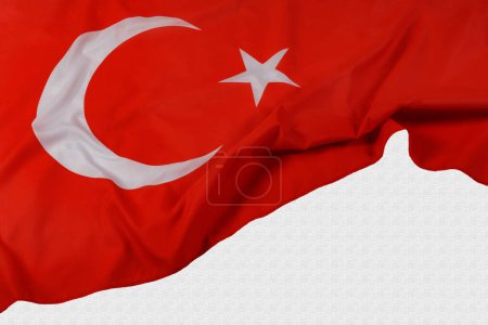 Foto de Primer plano de la bandera oficial de Turquía con fondo blanco y espacio de copia - Imagen libre de derechos