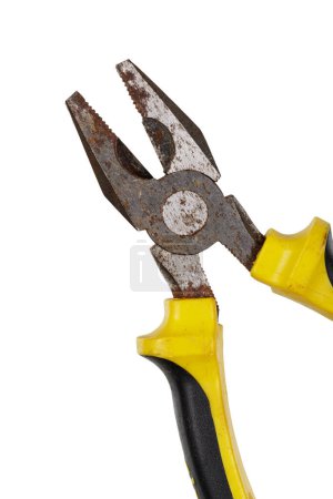 Photo for Flat lay of very old and used Wire Cutters isolated on a white background with copy space - Royalty Free Image