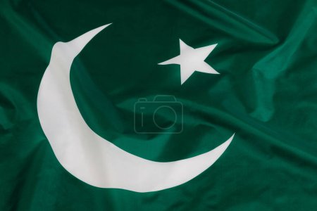 Close up of the Pakistan flag with copy space