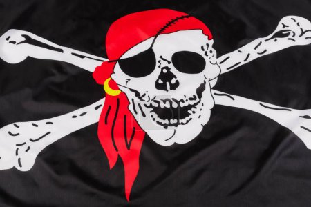 Téléchargez les photos : Skull and Crossbones of the black Pirates Flag aka the Jolly Roger - en image libre de droit