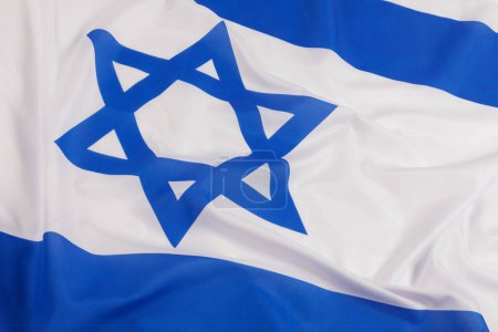 Foto de Primer plano de la bandera israelí con la estrella de David y espacio para copiar - Imagen libre de derechos