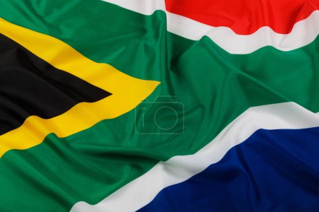 Foto de Primer plano de la bandera oficial de Sudáfrica un país en el extremo sur de África con espacio para copias - Imagen libre de derechos