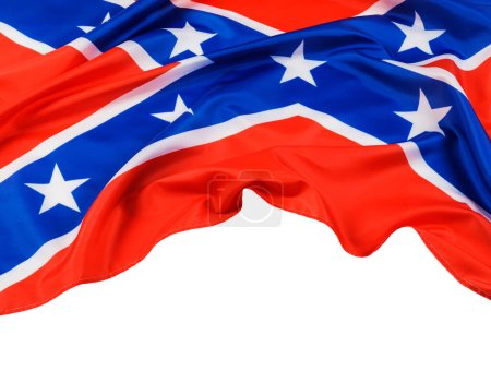 Téléchargez les photos : Le drapeau officiel des États confédérés d'Amérique également connu sous le nom de drapeau de bataille du Tennessee avec un fond blanc et un espace de copie - en image libre de droit