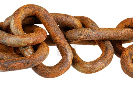 Photo for Close up of old rusting chain isolated on a white  background - Royalty Free Image