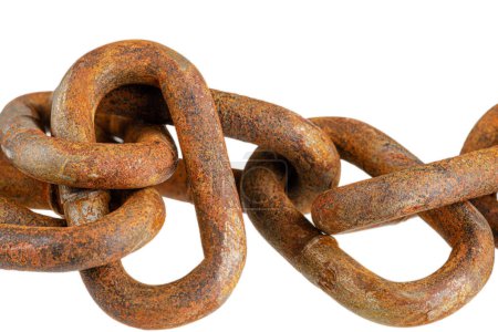 Photo for Close up of old rusting chain isolated on a white background - Royalty Free Image