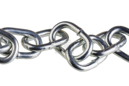 Photo for Close up of new chain links isolated on a white background - Royalty Free Image