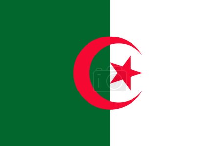 Foto de Ilustración de la bandera oficial de Argelia situada en África - Imagen libre de derechos