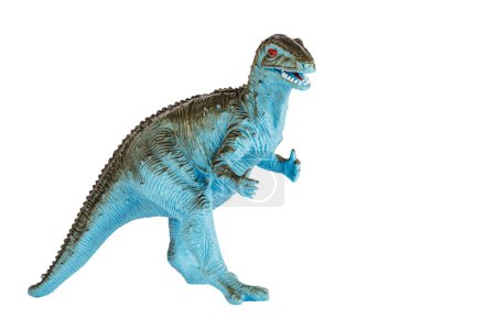 Photo for A plastic toy dinosaur isolated on a white background with copy space - Royalty Free Image