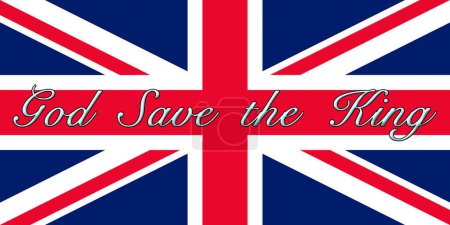 Téléchargez les photos : Le drapeau officiel du Royaume-Uni de Grande-Bretagne avec le slogan "God Save The King" - en image libre de droit