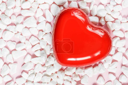 Photo for A Valentines Day romance with two red hearts on a cute white background with copy space - Royalty Free Image