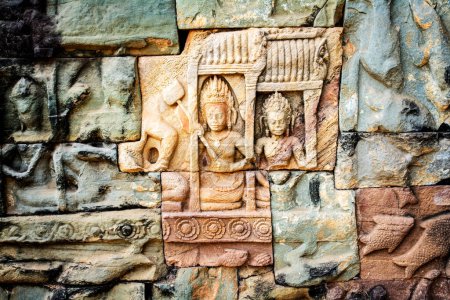 Téléchargez les photos : La Terrasse du Roi Leper est située dans le coin nord-ouest de la Place Royale d'Angkor Thom, qui fait partie du complexe Ankgor Wat dans le nord du Cambodge, en Asie du Sud-Est - en image libre de droit