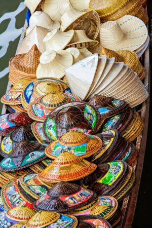 Photo for Souvenirs for sell at the Damnoen Saduak floating market located about 62 miles outside of Bangkok Thailand, Southeast Asia - Royalty Free Image