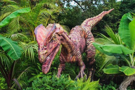 Foto de Dilophosaurus (que significa dinosaurio reptil de doble cresta del período Jurásico temprano). Estados Unidos, London - Imagen libre de derechos